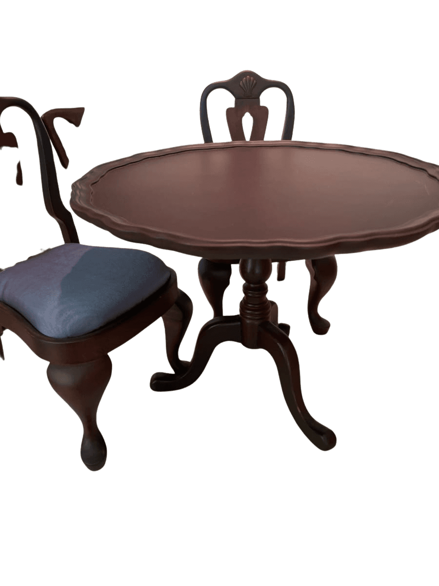 American Girl Doll Queen Ann style Mahogany Dining Chairs with Purple Upholstery