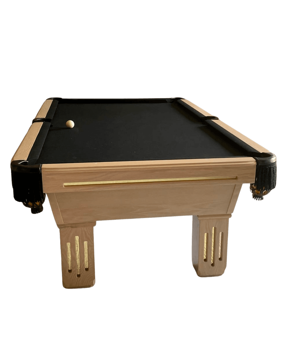 Light Oak Pool Table with removable ping pong top with Black Felt & Decorative Legs - photo 1