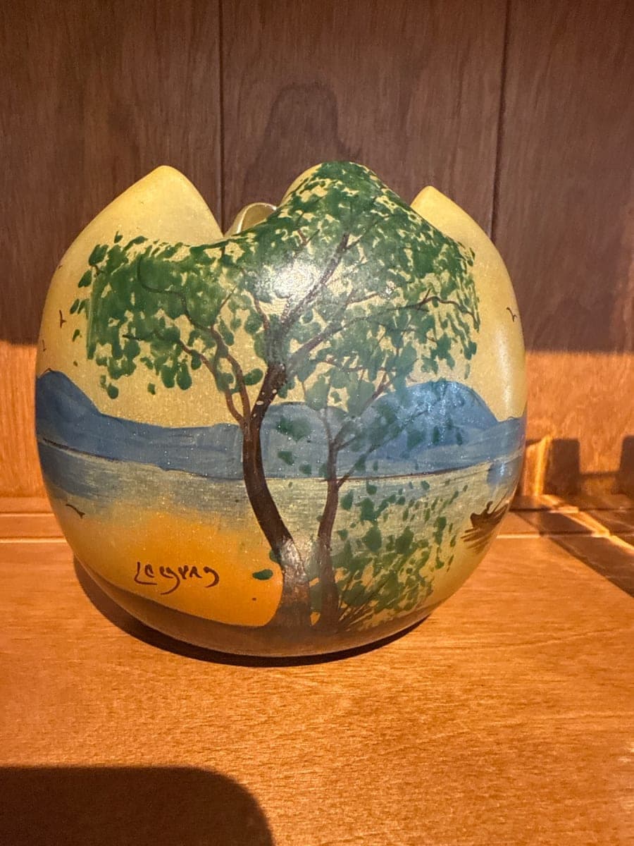 Legras French Art Glass Vase with Landscape Scene - photo 1