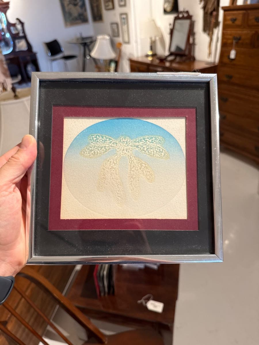 Framed Botanical/Floral Art Print - Orchid Stipple Drawing
