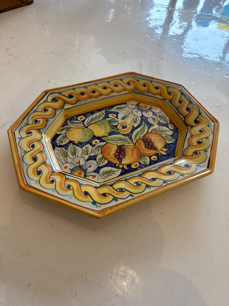 Italian Majolica Octagonal Ceramic Serving Platter - photo 1