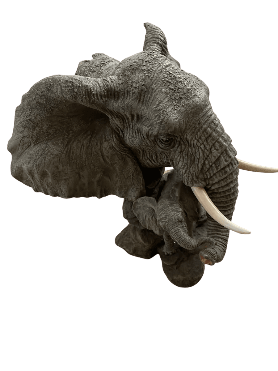 African Elephant Mother & Calf Sculpture - photo 1