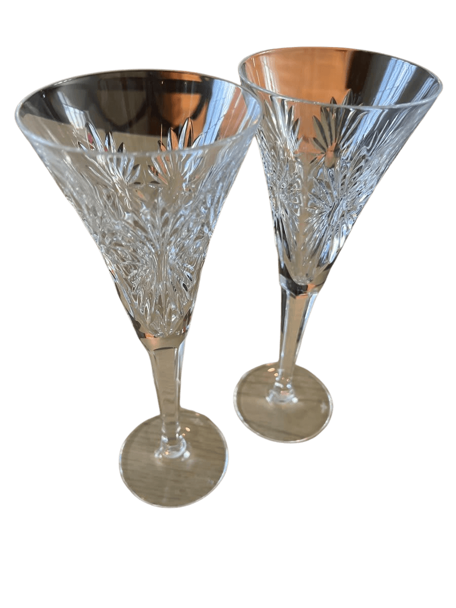 Cut Crystal Champagne Glasses, Pair - photo 1