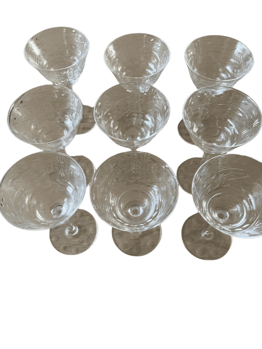 Etched Crystal Coupesi Glasses Set of 9 - photo 1
