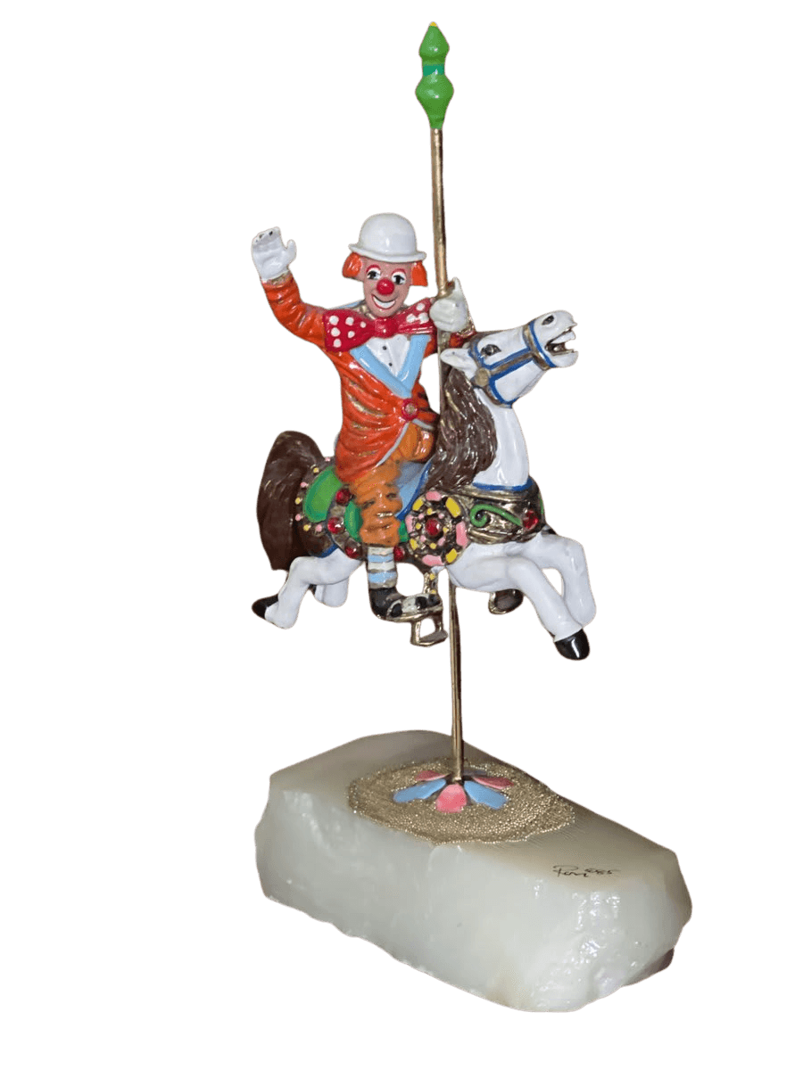 Clown on Carousel Horse Figurine with Onyx Base - photo 1