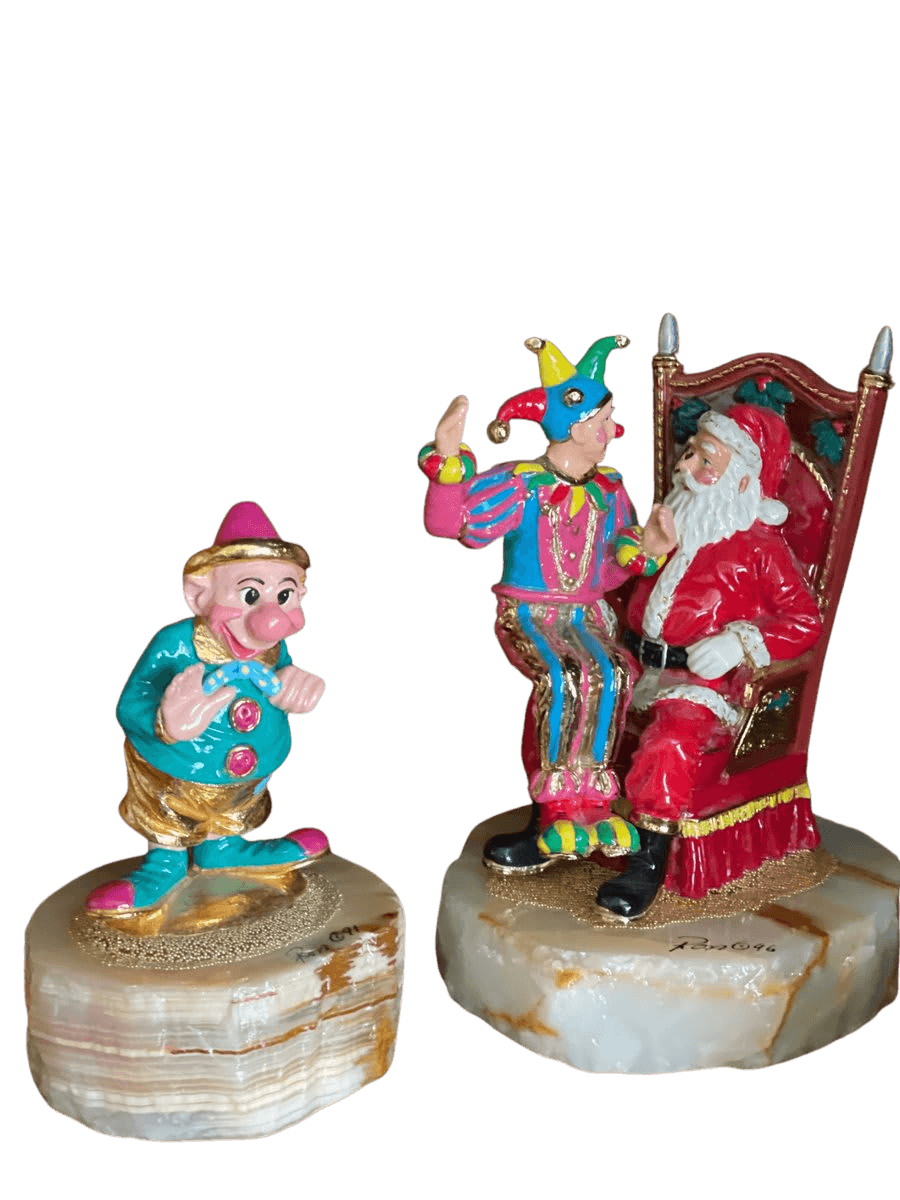 Ron Lee Clown & Santa Figurines on Onyx Bases - photo 1