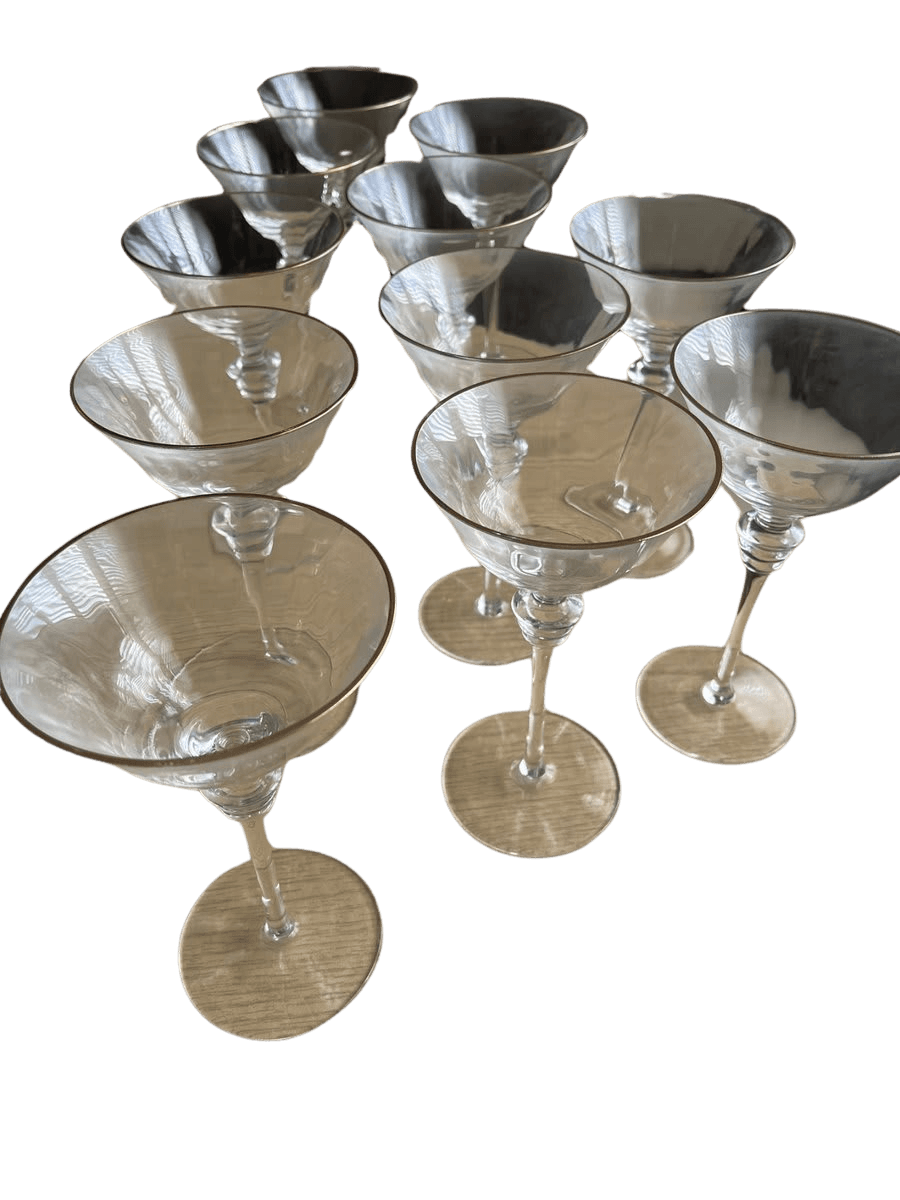 Gold Rim Martini Cocktail Glasses Set of 9 - photo 1