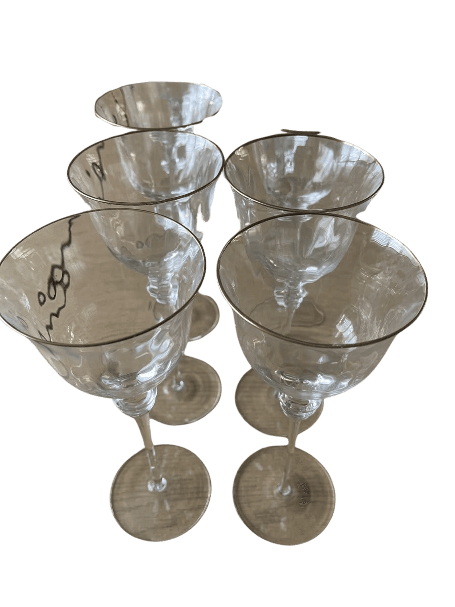 Crystal Water Glasses with Gold Rim Set of 11 - photo 1