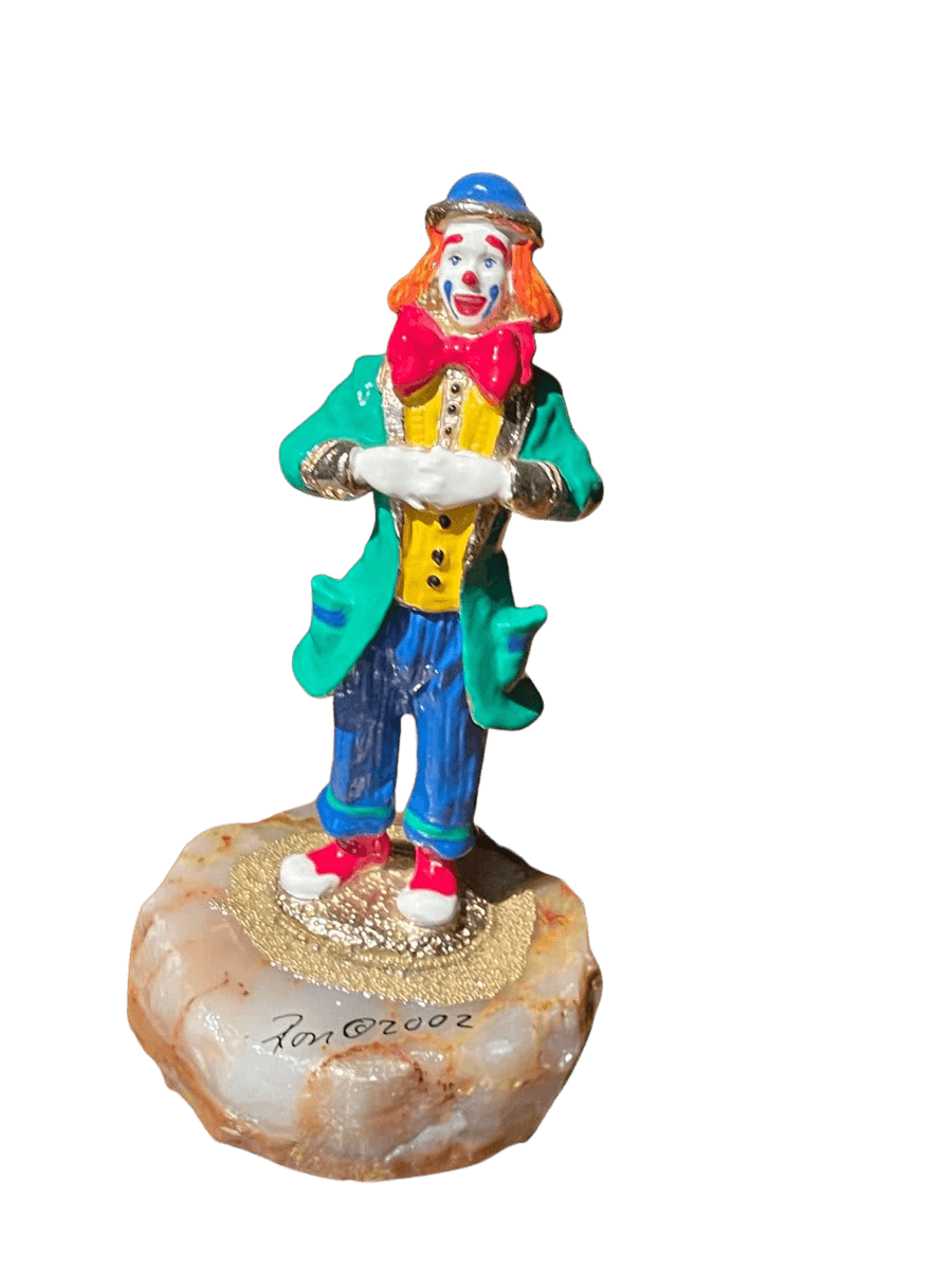 Painted Clown Figurine on Stone Base 2002 - photo 1