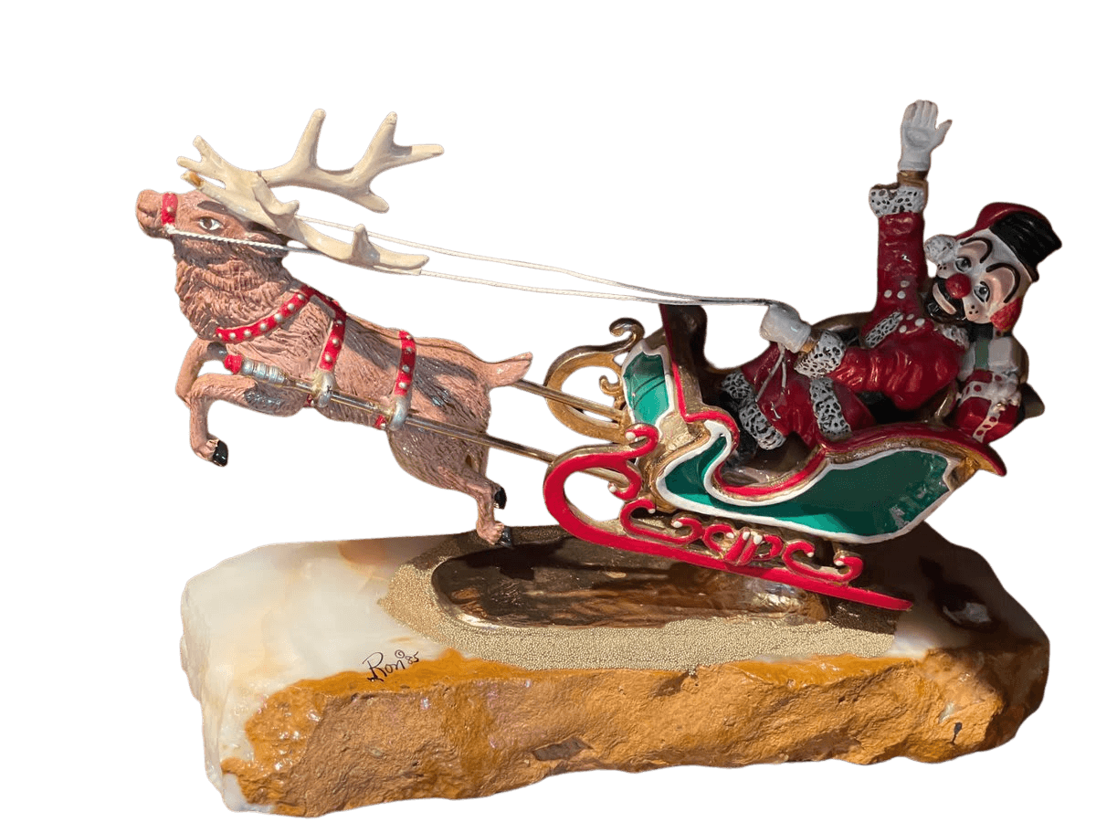 Clown in Sleigh with Reindeer Figurine - photo 1