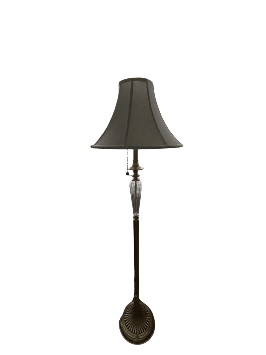 Vintage Brass & Crystal Floor Lamp with Shade - photo 1