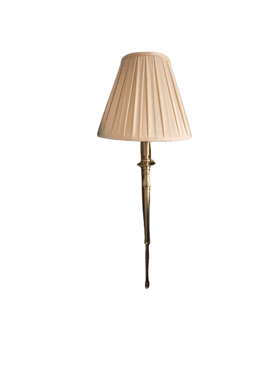 Brass Torchiere Floor Lamp with Pleated Shade - photo 1