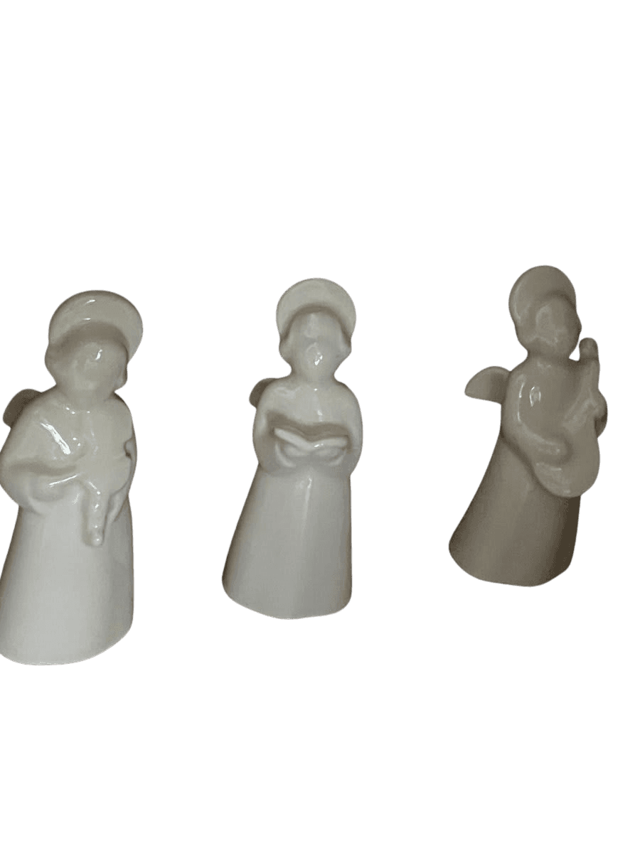 White Porcelain Angel Figurines Set of Three - photo 1