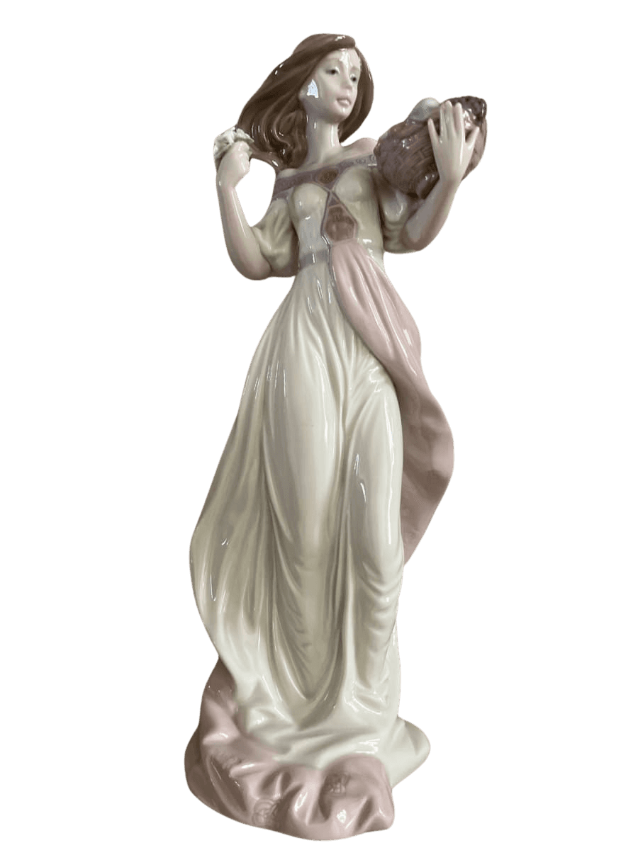 Lladró Porcelain Lady with Flower Basket Figurine - photo 1