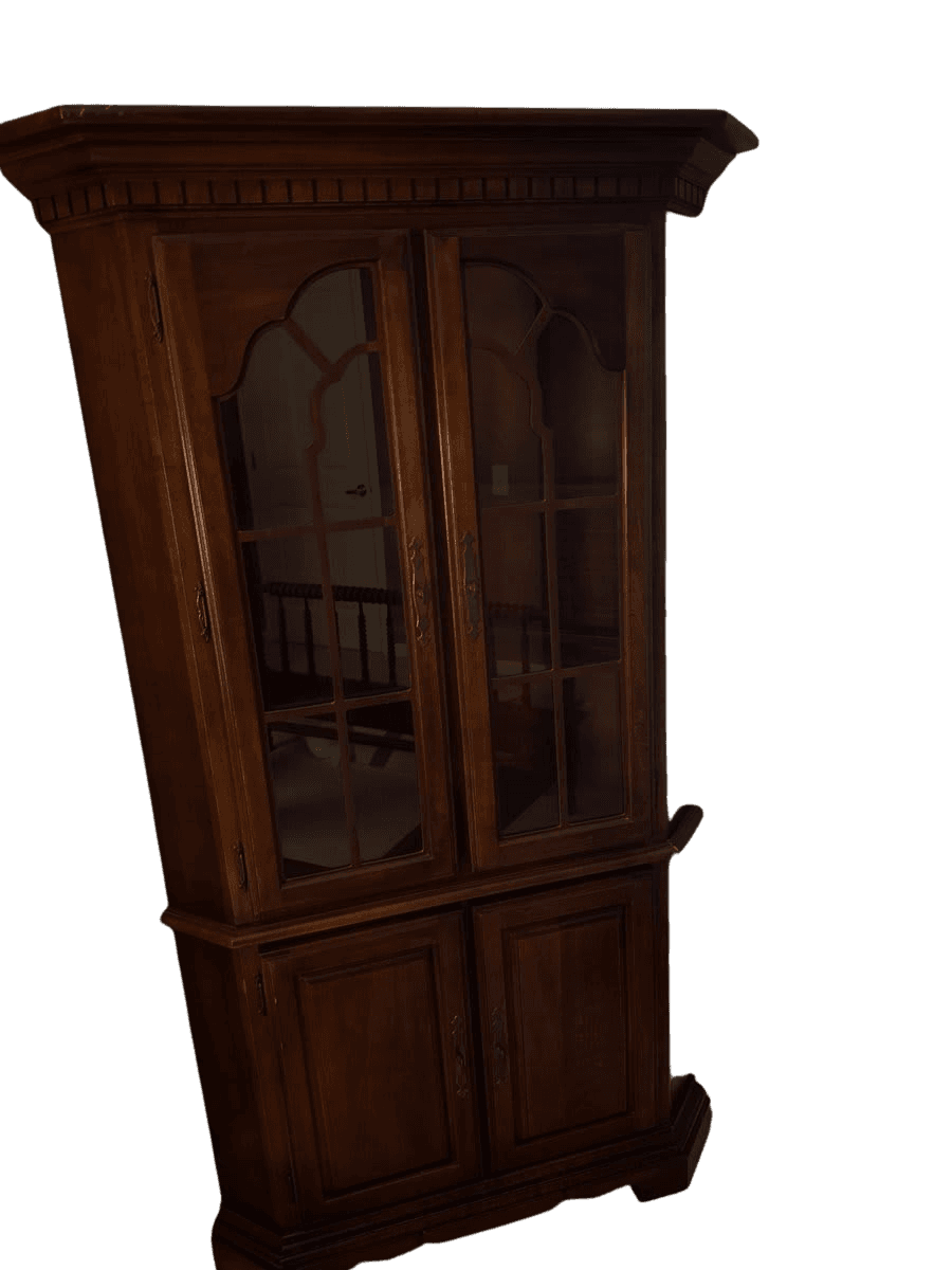 Traditional Lighted Corner China Cabinet with Glass Doors - photo 1