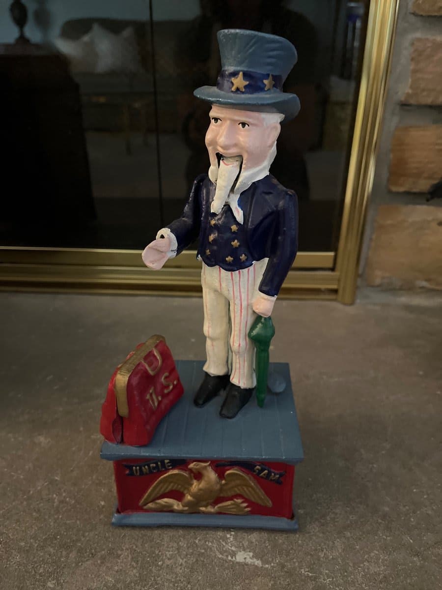 Uncle Sam Cast Iron Mechanical Coin Bank - photo 1