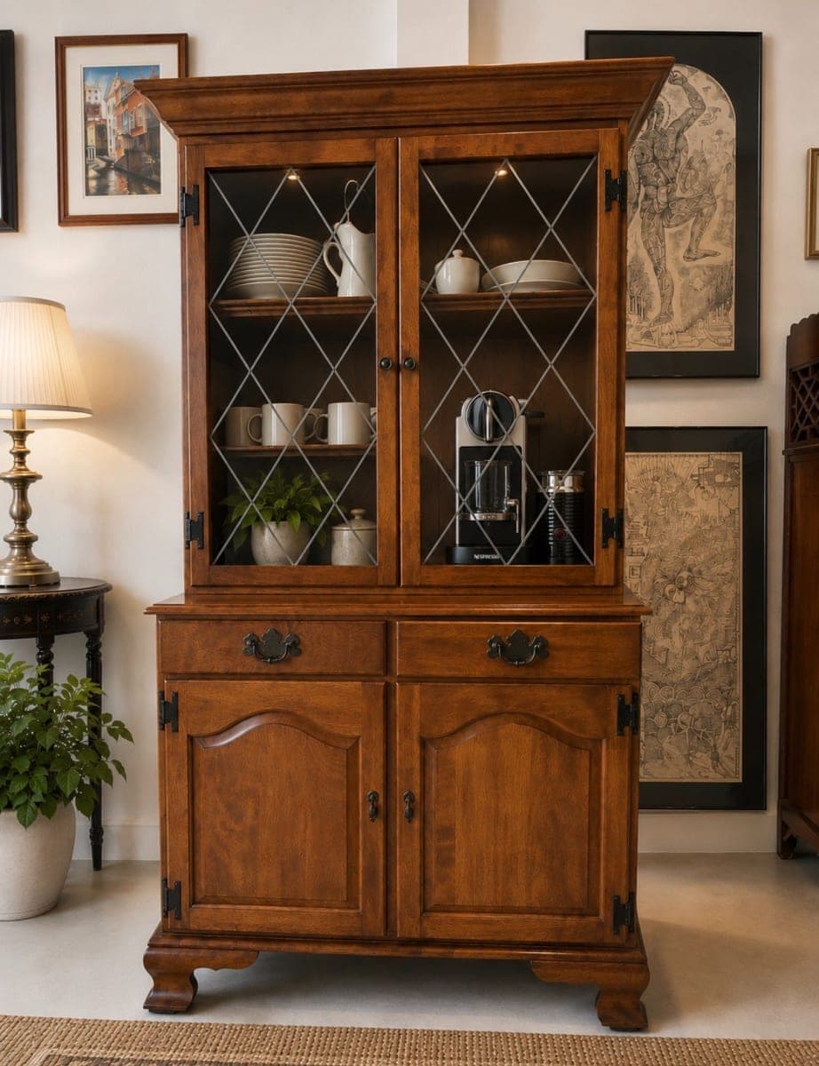 Ethan Allen Colonial Style Cherry Wood China Cabinet Hutch - photo 1