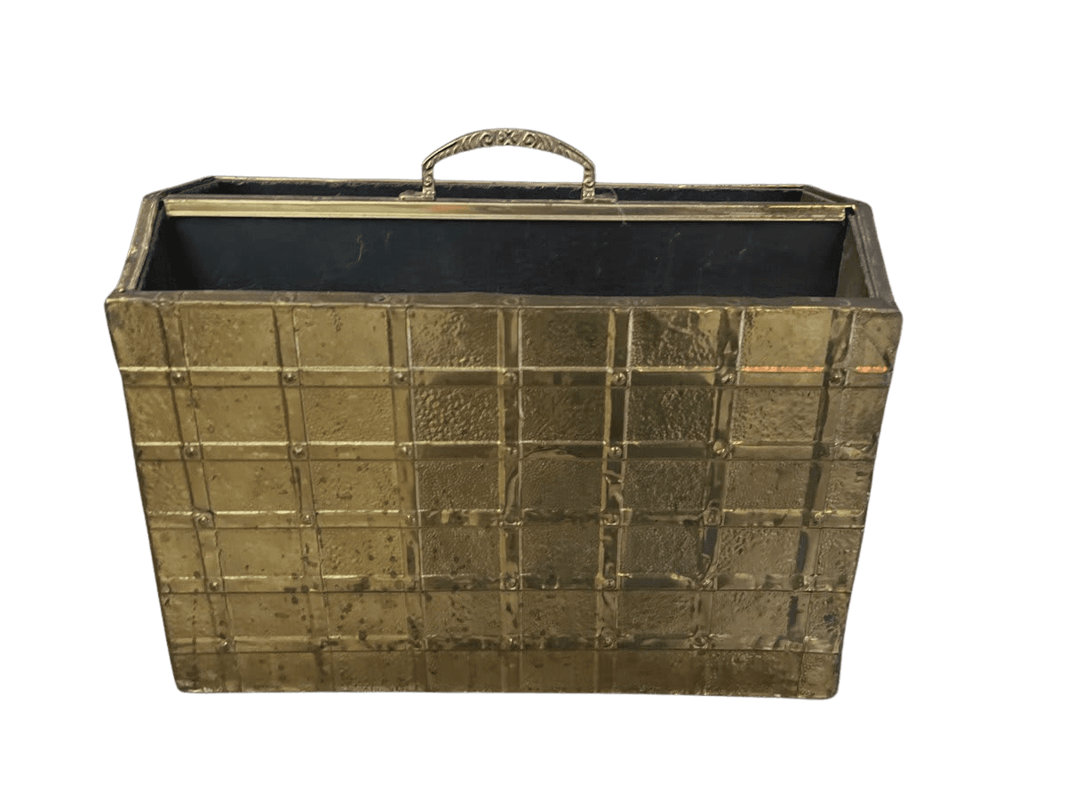 Vintage Brass Grid Pattern Magazine Rack - photo 1