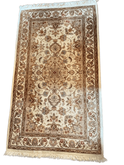 Persian-Style Wool Area Rug Ivory & Gold - photo 1