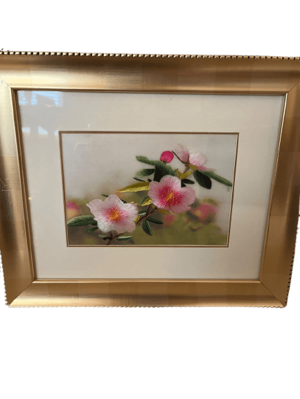 Framed Silk Embroidery Cherry Blossom Art - photo 1