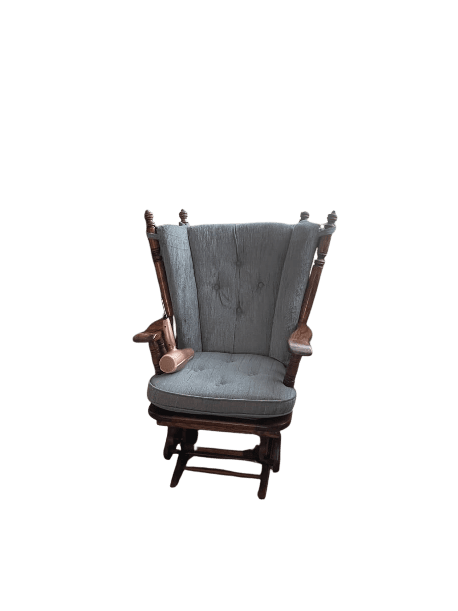 Vintage Wing-Back Glider Rocker with Blue Upholstery - photo 1