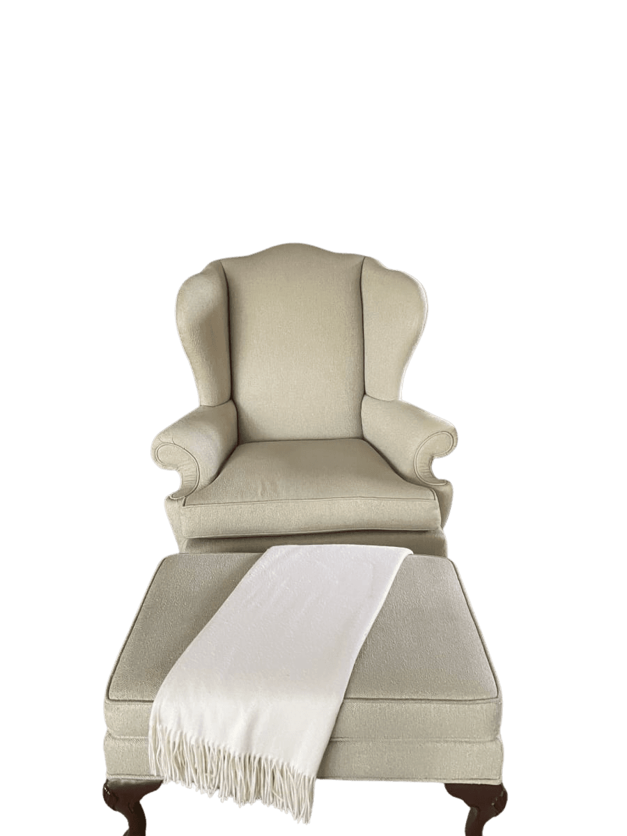 Oversized Queen Anne Wingback Chair with Ottoman - photo 1