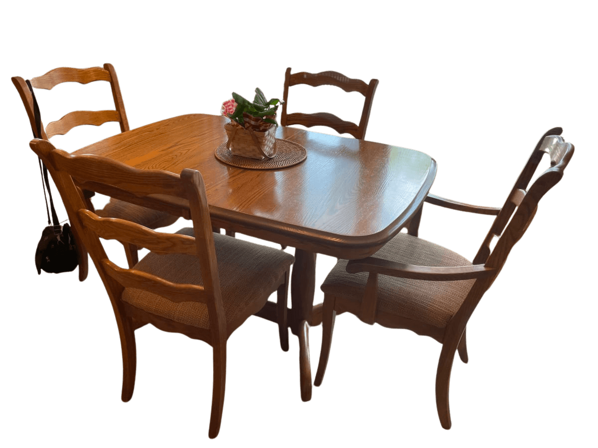 Oak Ladder-Back Kitchen Dining Table & 4 Chairs Set - photo 1