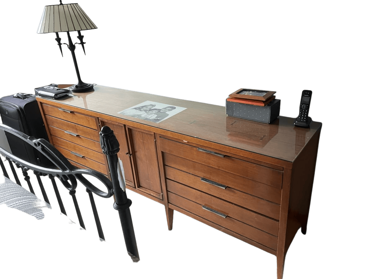 Tuxedo Mid-Century Modern Walnut Dresser/Credenza with Glass Top - photo 1