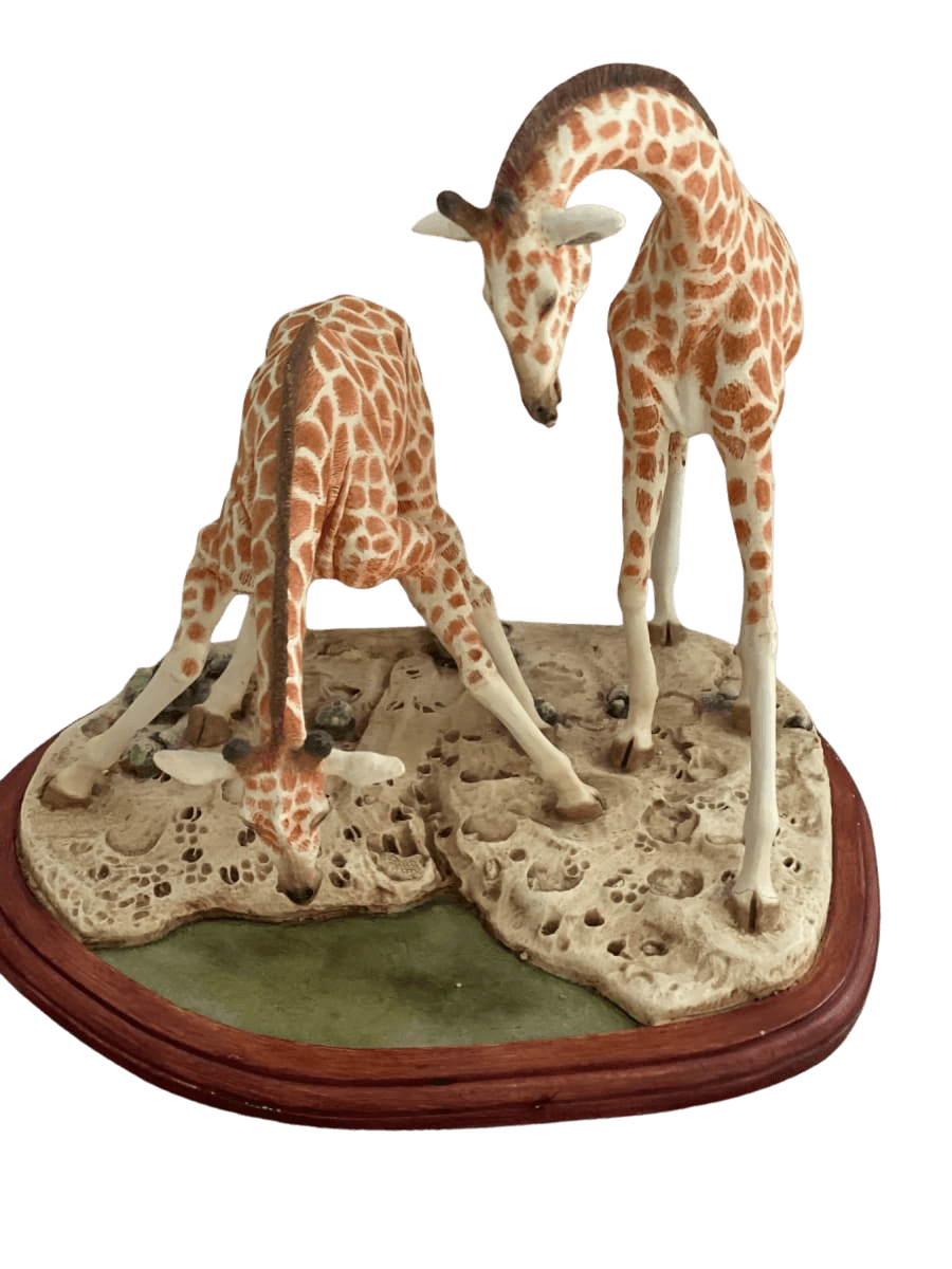 Giraffe Pair Figurine on Wood Base - photo 1