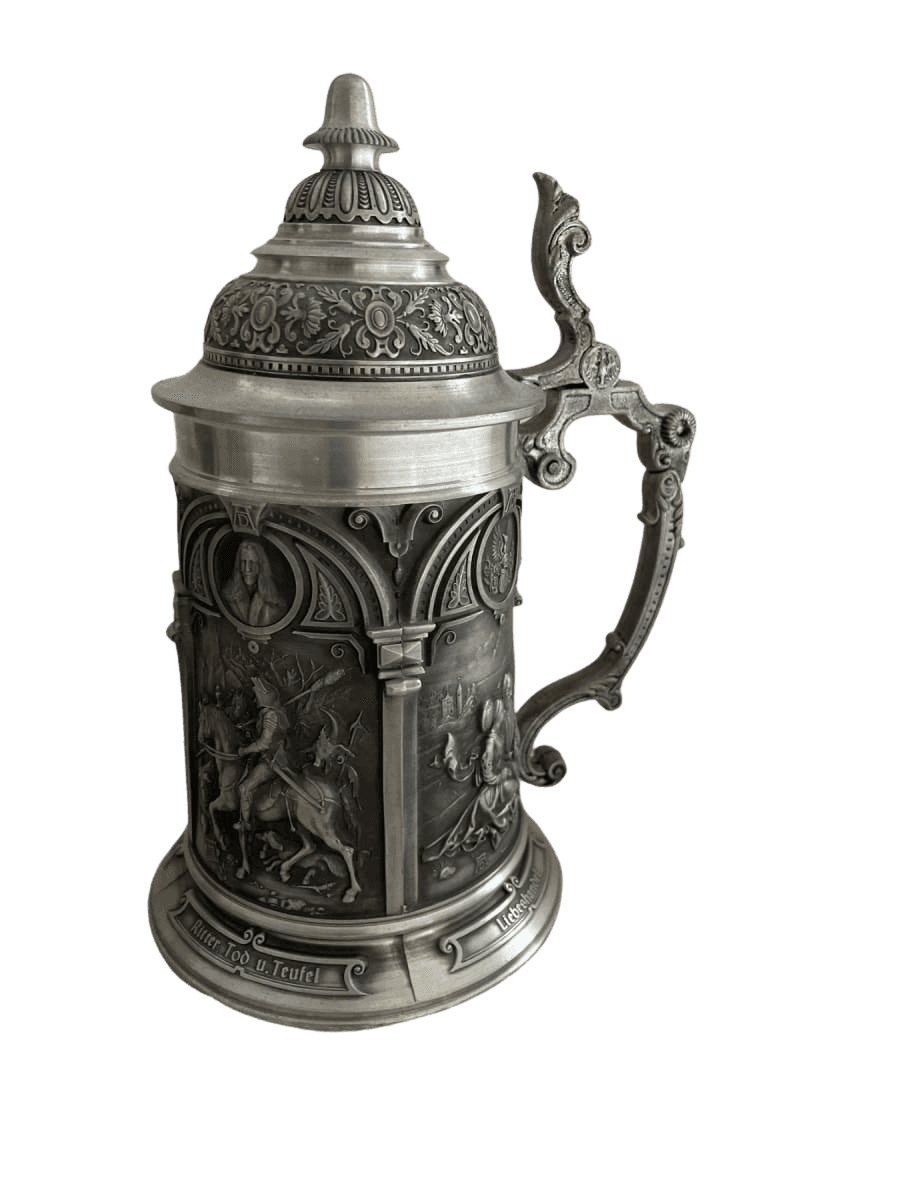 German Pewter Beer Stein Dürer Knight Death Devil - photo 1