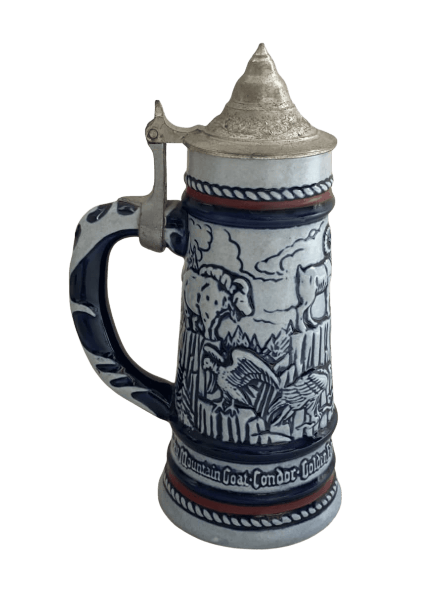 Ceramic Beer Stein Mountain Goat Condor Wildlife - photo 1