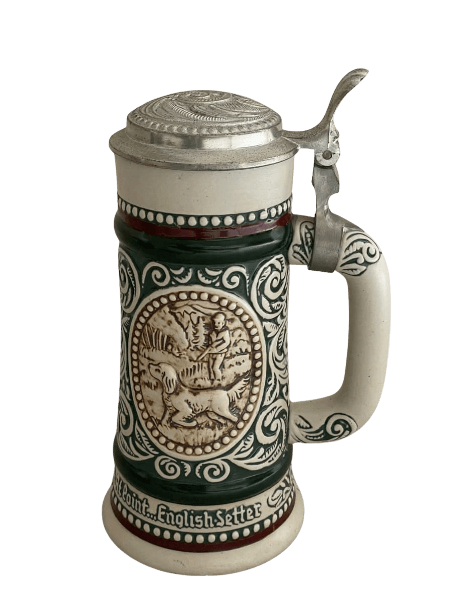 German Ceramic Beer Stein English Setter Hunting - photo 1