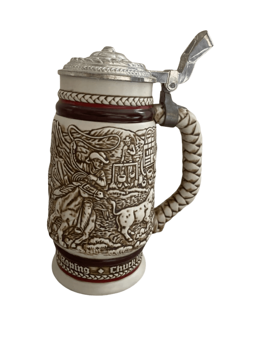 Avon Western Cowboy Ceramic Beer Stein with Lid - photo 1