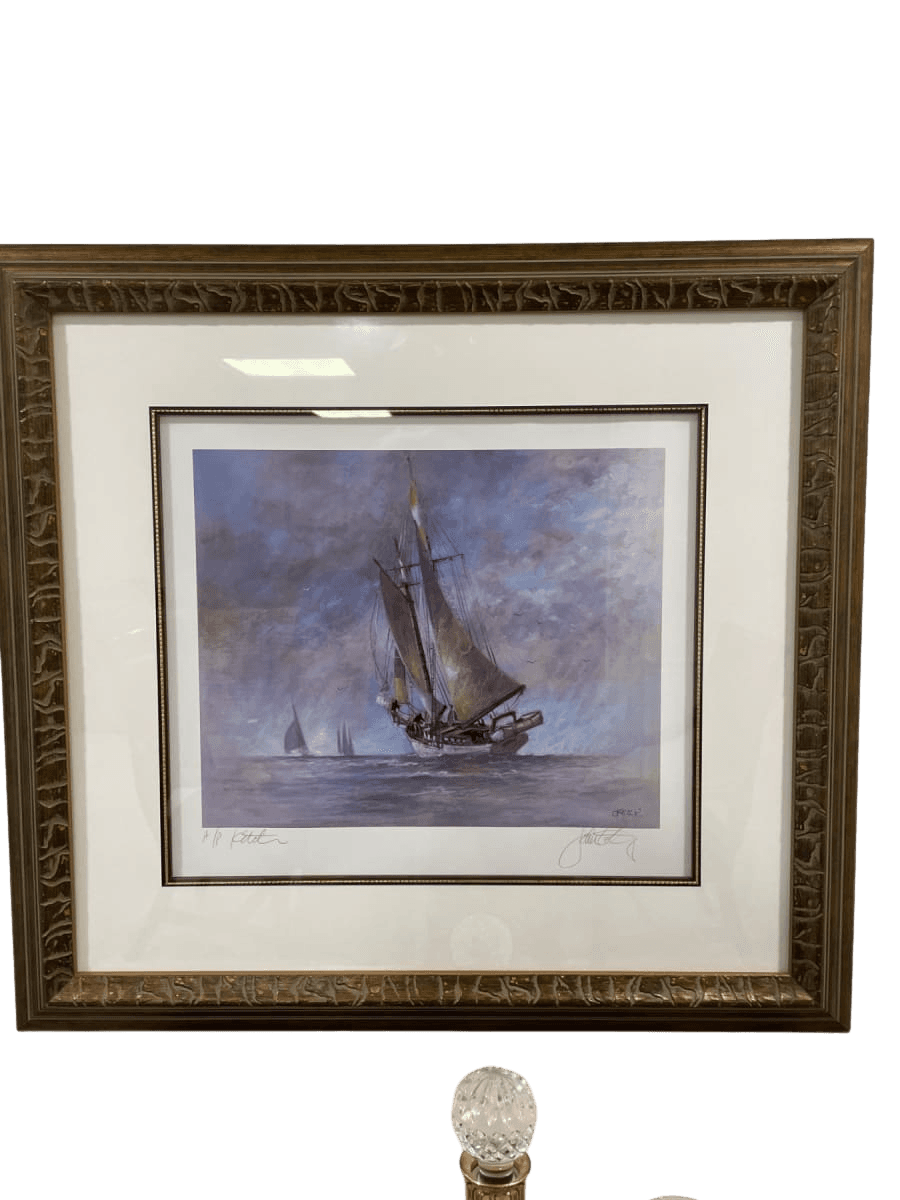 Signed Framed Nautical Sailing Ship Print - photo 1