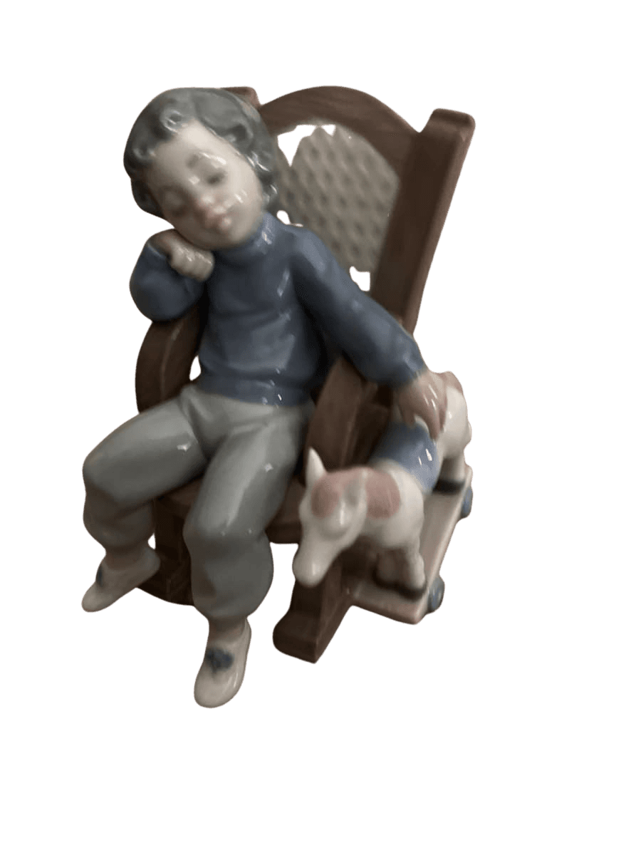Lladró Boy Sleeping in Rocking Chair Figurine - photo 1