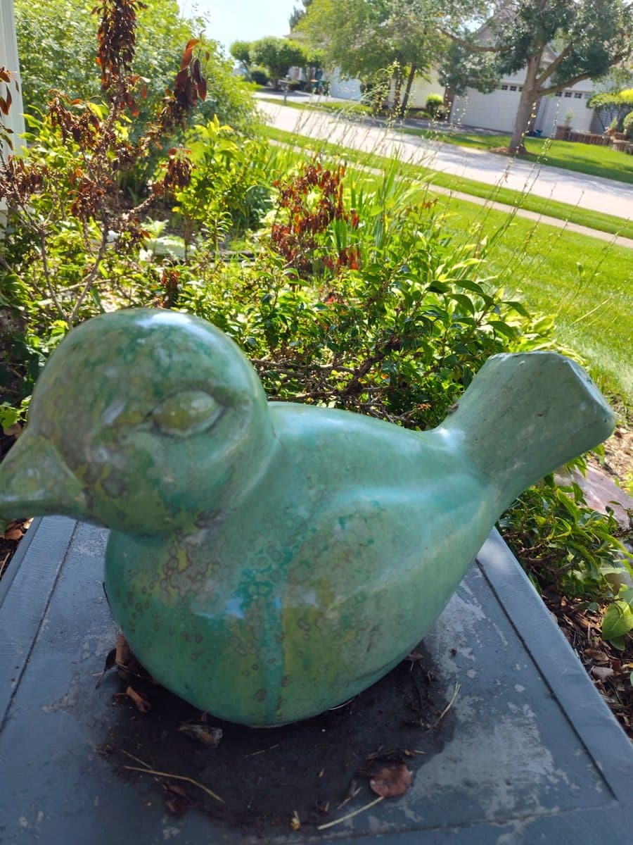 Glazed Ceramic Bird Garden Sculpture - photo 1