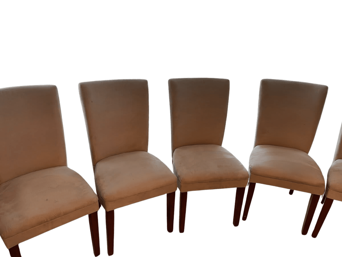 Parsons-Style Upholstered Dining Chairs in Cream Microsuede - photo 1
