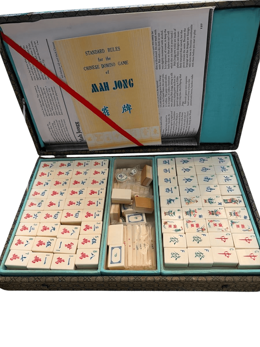 Vintage Mah Jong Set with Case and Rules - photo 1