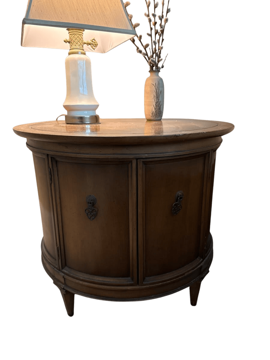 Round Drum Cabinet Nightstands with Doors