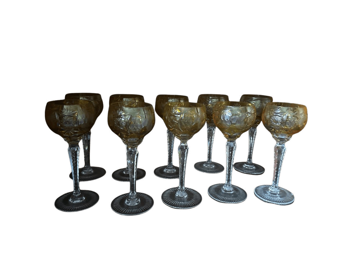 Amber Cut-to-Clear Crystal Wine Glasses Set of 11 - photo 1