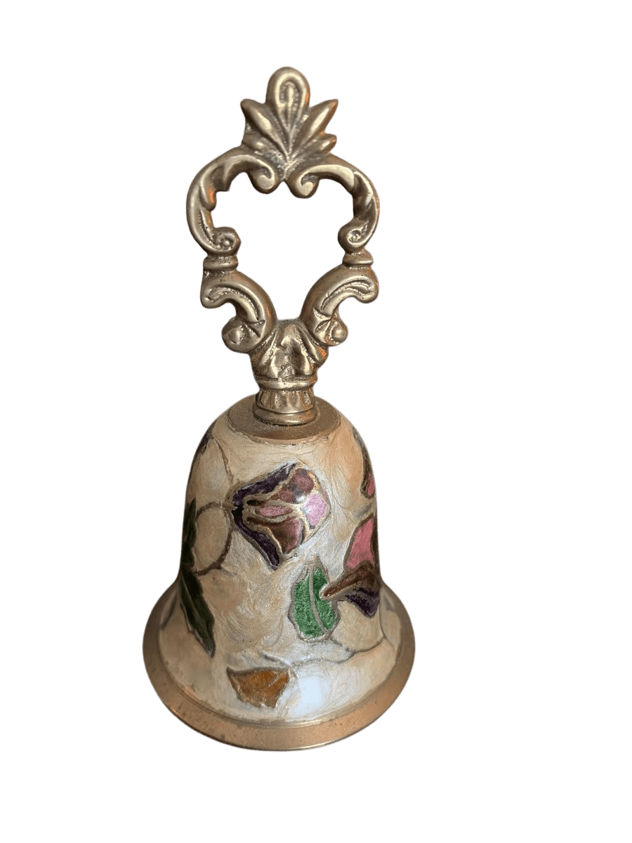 Brass & Enamel Floral Decorative Hand Bell - photo 1