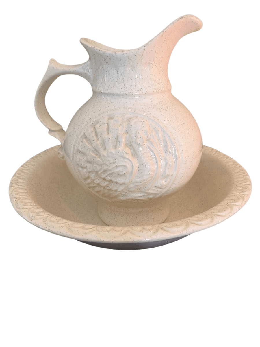 White Ceramic Pitcher and Basin Wash Set - photo 1