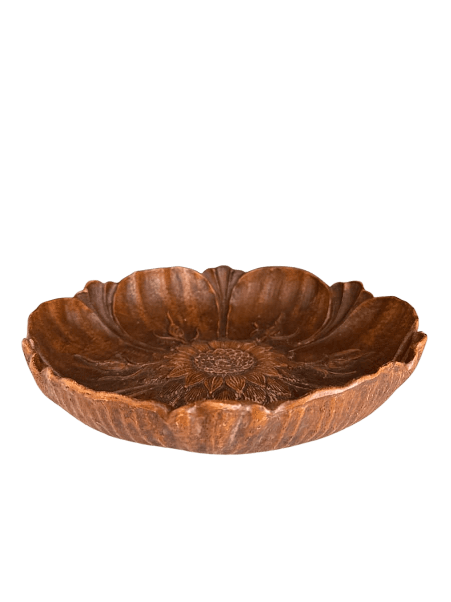Hand-Carved Wooden Lotus Flower Decorative Bowl - photo 1