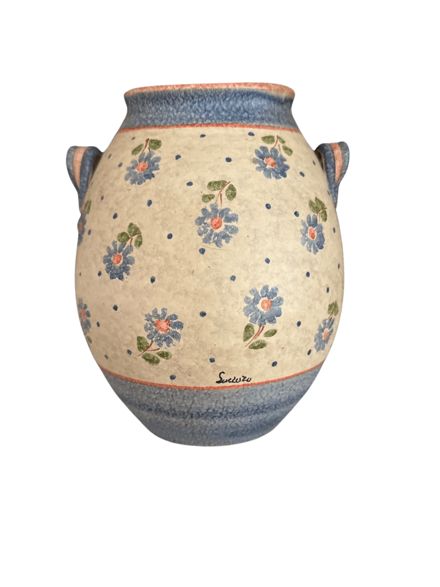 Vintage Hand-Painted Ceramic Floral Urn Vase - photo 1