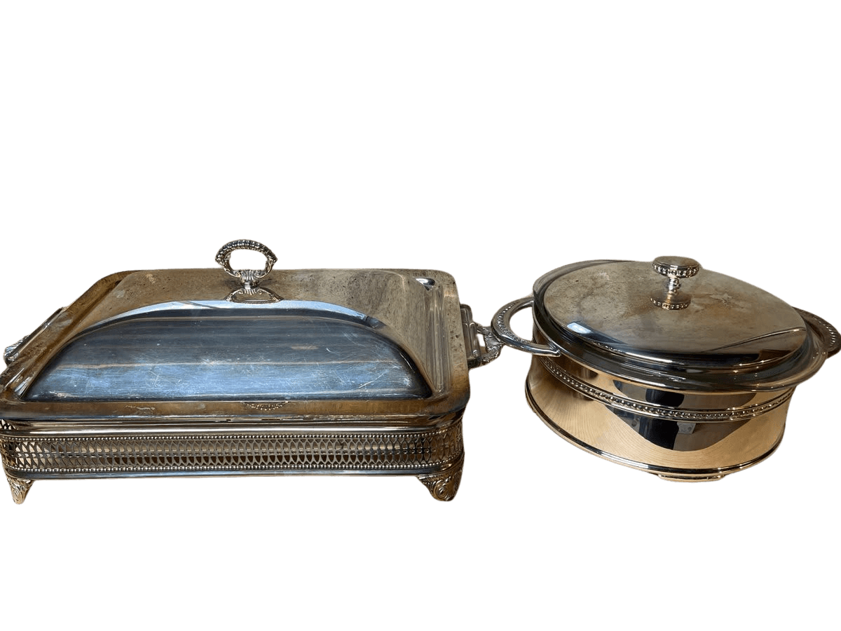 Silver-Plated Covered Entree Dish & Round Chafing Server - photo 1