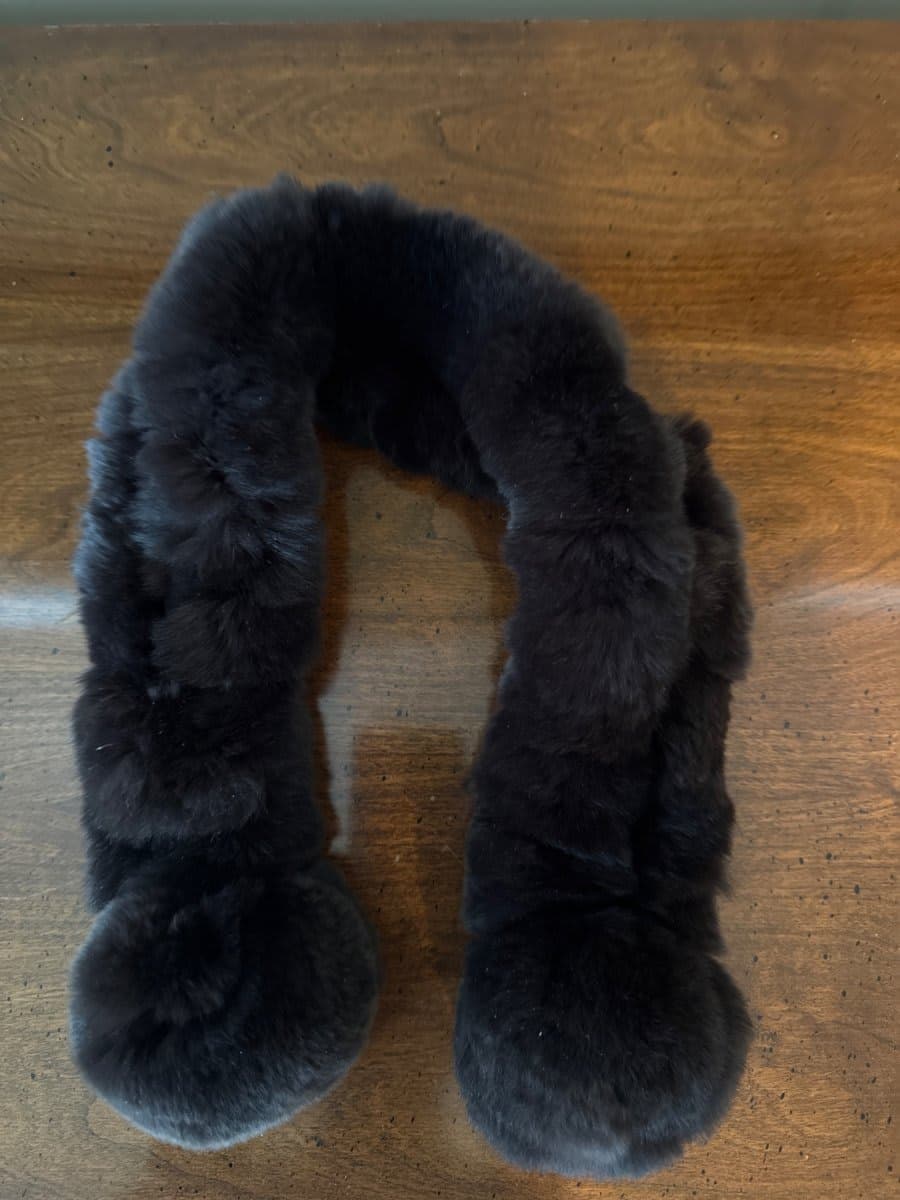 Black Fur Stole Scarf Wrap - photo 1