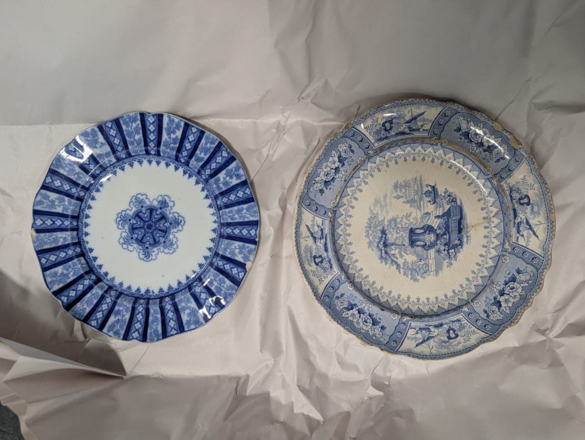 Blue and White Transferware Plates - $50/pair