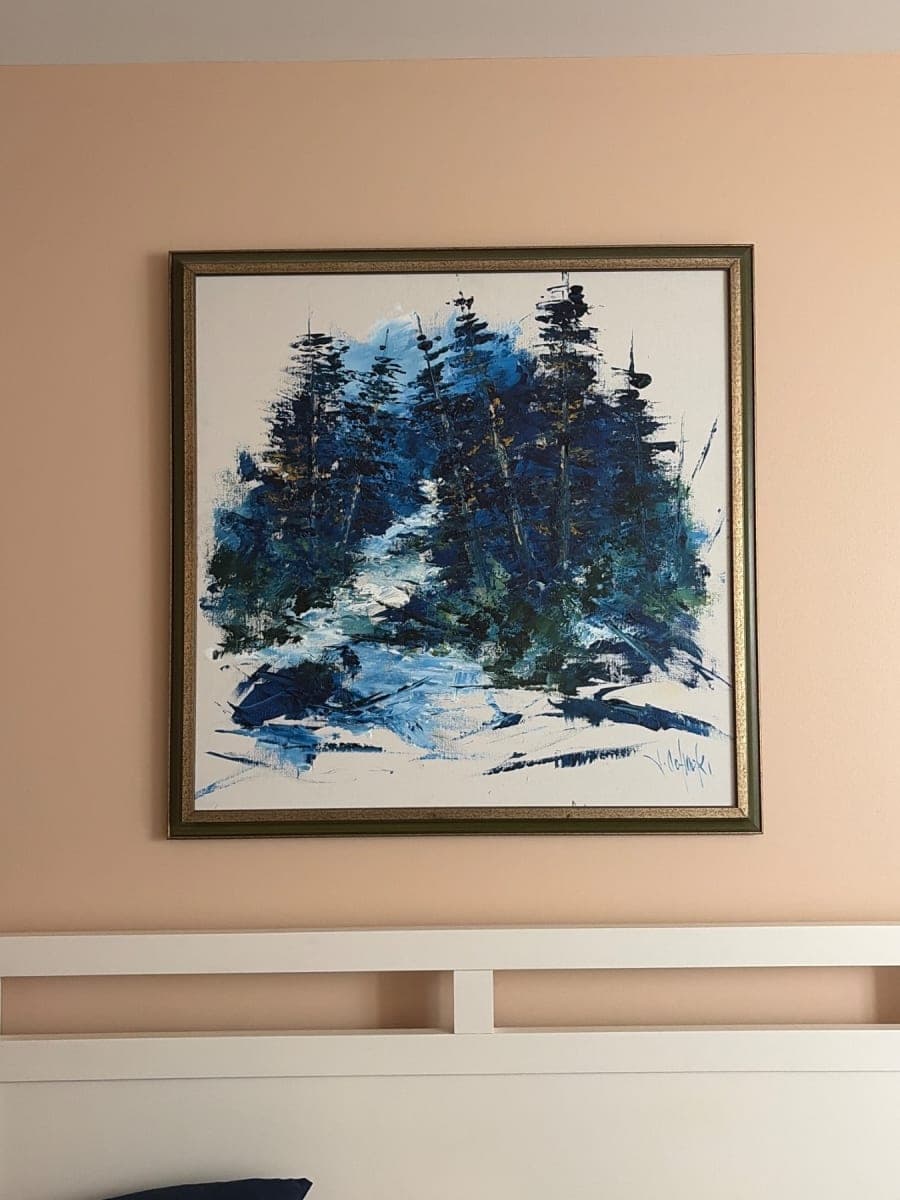 J. Ochocki Original Oil Painting Winter Forest Scene