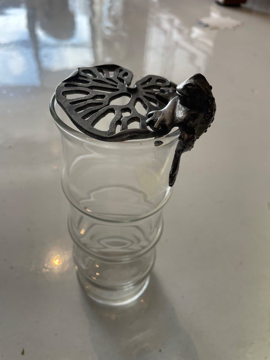 Glass Jar with Metal Frog & Lily Pad Lid