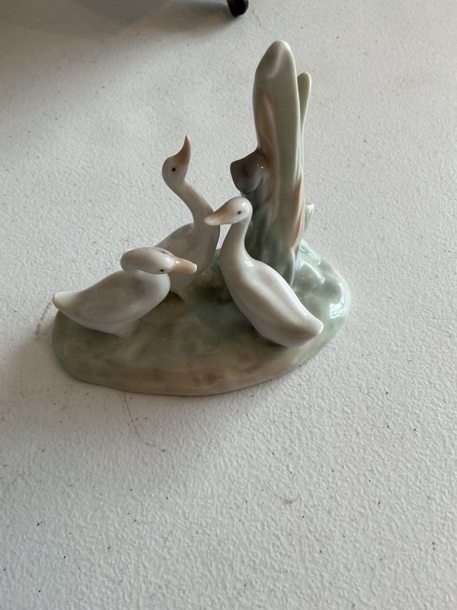 Illadro Porcelain Duck Group Figurine with Reeds
